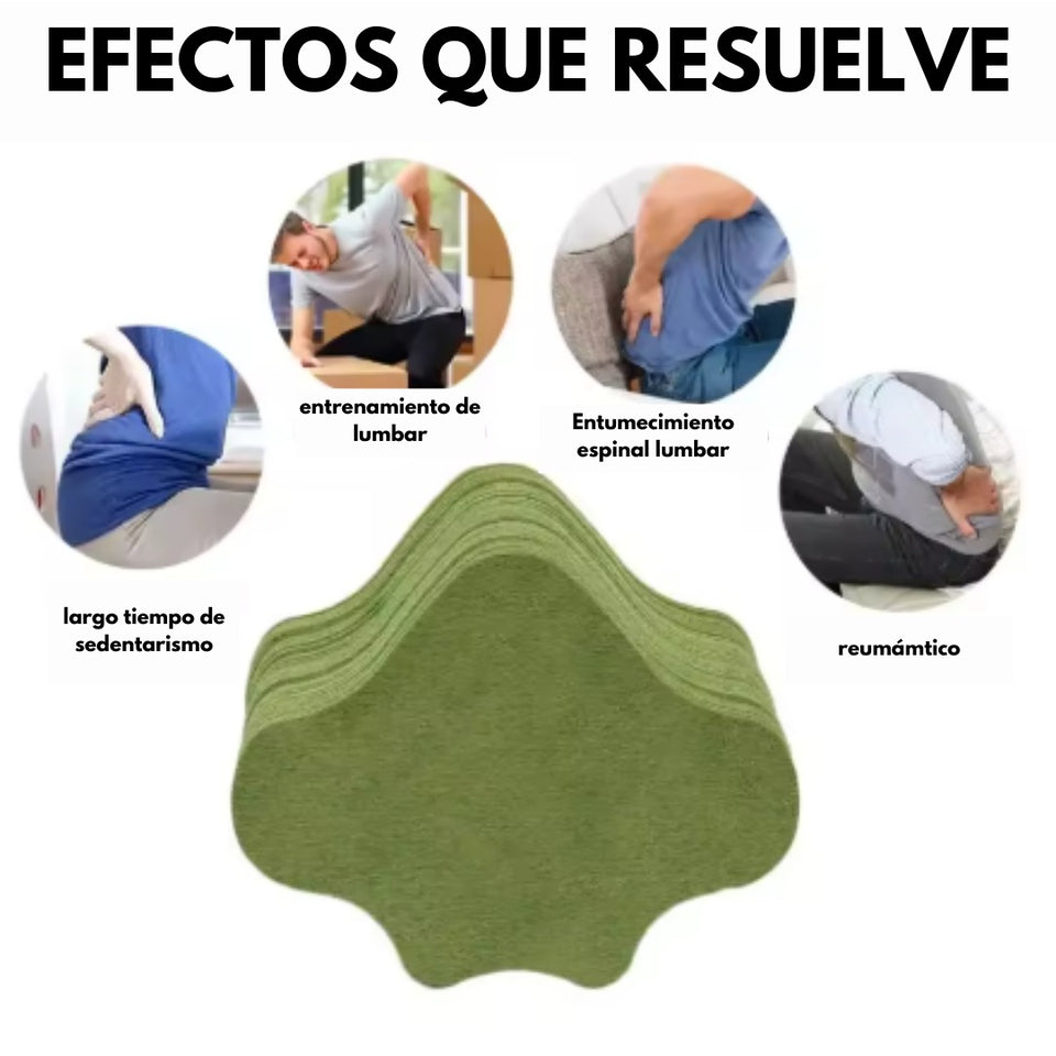 Parche analgésico para aliviar dolor lumbar, espinal y reumático. Efectos beneficiosos para la tensión muscular.